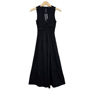 NWT Design Lab Women's Lord And Taylor Cutout Ring Tiered Maxi Dress Black XS